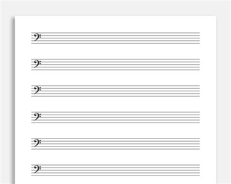 Printable Bass Clef Sheet Music for Letter/a4. Blank Music - Etsy in 2022 | Writing practice ...