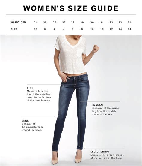 standard jean size chart Midweight sizechart