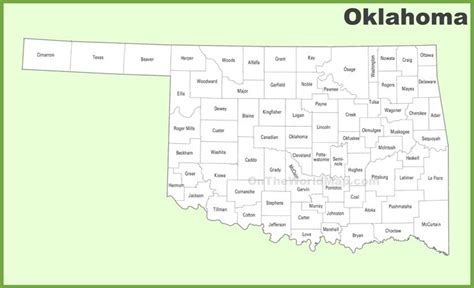 Oklahoma county map - Ontheworldmap.com