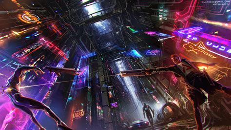 Wallpaper : artwork, digital art, concept art, apocalyptic, cyberpunk, science fiction, neon ...