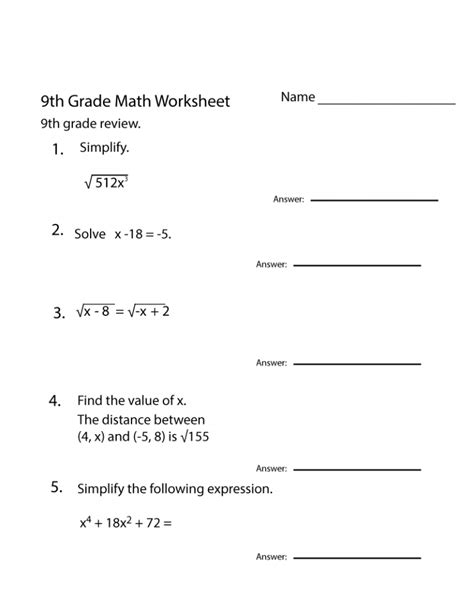 11 Grade 9 Math Worksheets ~ edea-smith