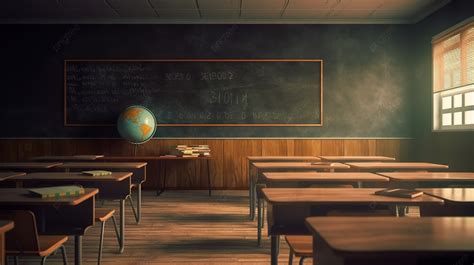 3d Rendering Of A Classroom With An Empty Blackboard Background, Teacher Background, Classroom ...