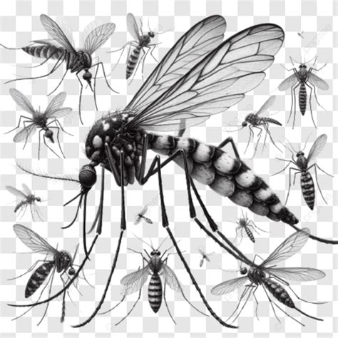 Mosquito Anatomy Close Up Of A Showing Body Parts And Wings, Mosquito, Insect, Anatomy PNG ...