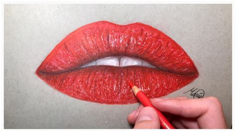 Drawing lips in time-lapse using colored pencils - YouTube