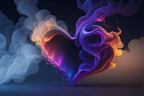 Premium AI Image | A heart rainbow smoke