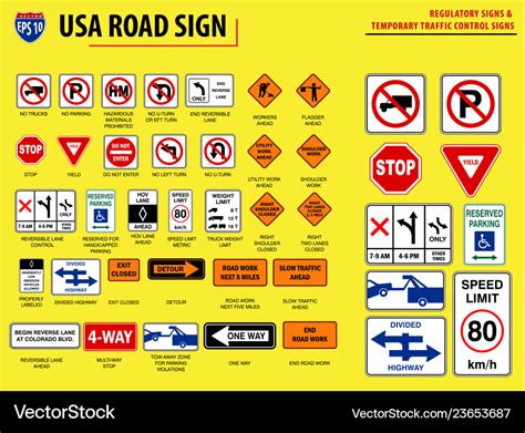 Set of usa road sign Royalty Free Vector Image