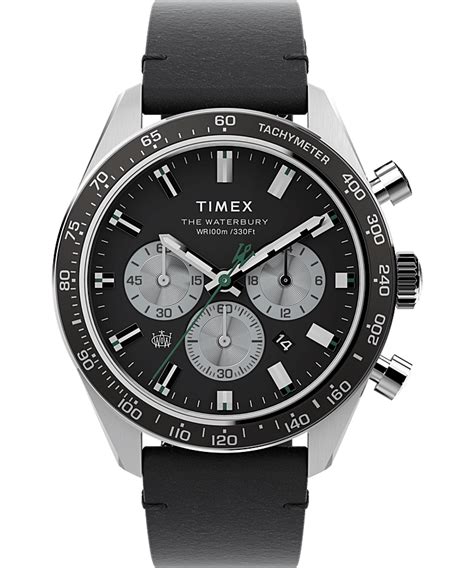 Waterbury Dive Chronograph 41mm Leather Strap Watch - Timex CA