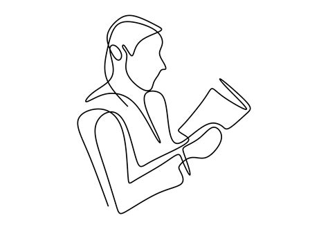 Continuous one line drawing of person sitting and reading a book. 1957044 Vector Art at Vecteezy