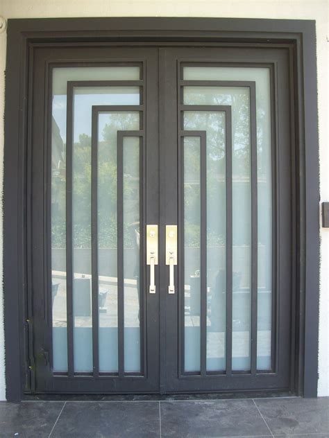 Modern Black Double Door with Glass Panels