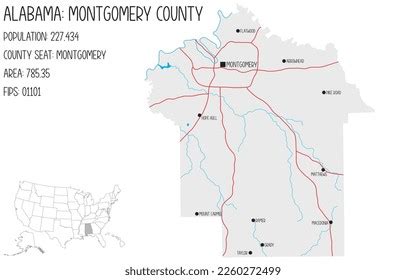 Large Detailed Map Montgomery County Alabama Stock Vector (Royalty Free) 2260272499 | Shutterstock