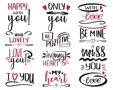 Handwritten romantic lettering about love Calligraphy vector ...