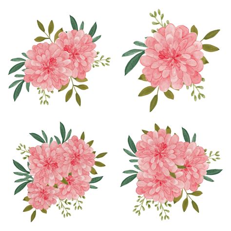 Watercolor dahlia flower bouquet collection 1183326 Vector Art at Vecteezy