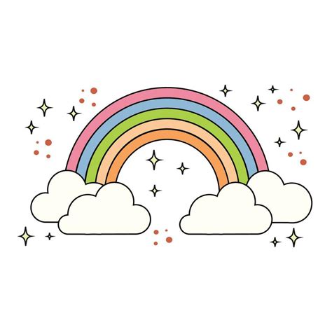 Vector pastel rainbow with clouds and stars on white background 33875565 Vector Art at Vecteezy