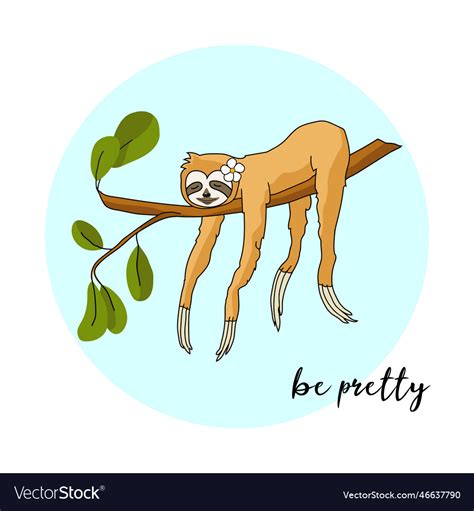 Adorable sloth sleeping on the tree charming Vector Image