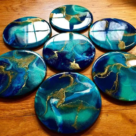 Made-to-Order Hand-Painted Wood Coaster set Functional Art | Etsy | Resin art, Coaster art, Wood ...