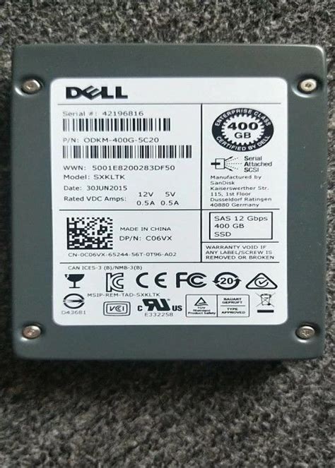 DELL Server Ssd Drives , Server Ssd Hdd PN ODKM-400G-5C20 Serial# 42196816