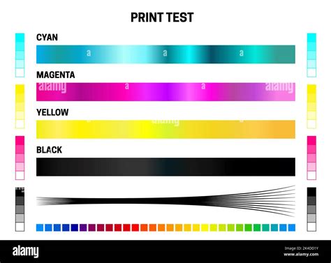 Print Test CMYK Calibration Illustration with Color Test for Cyan, Magenta, Yellow, Black and ...