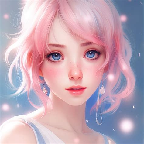 Premium AI Image | Anime girl with pink hair and blue eyes and pink hair generative ai