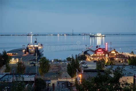 Port Angeles, Washungton Wharf and Ferry Terminal. Editorial Stock Image - Image of twilight ...