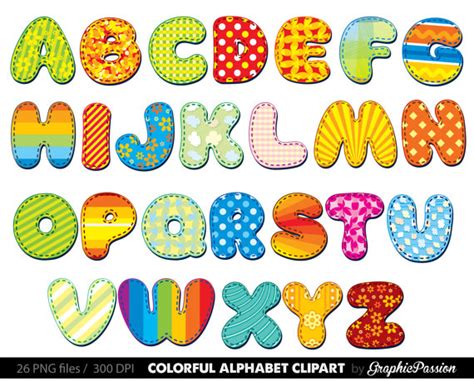 Alphabet clipart color alphabet Digital alphabet letters clipart ...