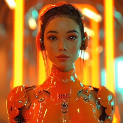 Premium Photo | Portrait of a cyberpunk humanoid robot girl Hightech ...