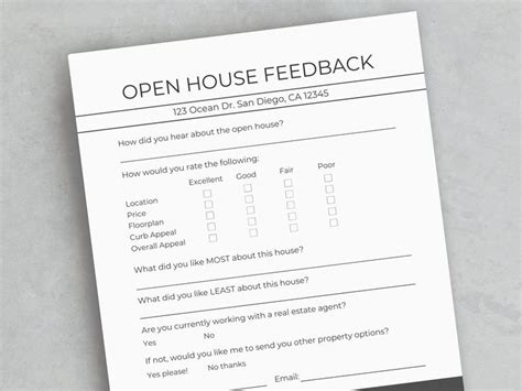 Open House Feedback Form Editable Canva Template & Pdfs - Etsy | Open house, Marketing template ...