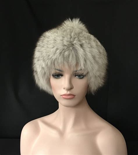 Russian Designer Fur Wig Hat Polar FOX Knit Acrylic Beanie - Etsy