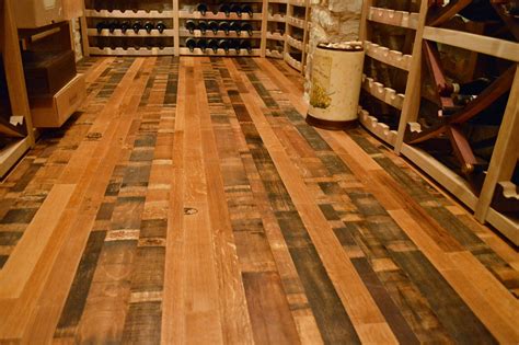 Reclaimed wine barrel flooring custom wine cellar designs that impress ...