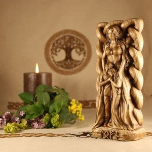 Lofn Goddess Statue, Wood Carved, Wooden Statue for Scandinavian, Norse Pagan Altar Decor - Etsy