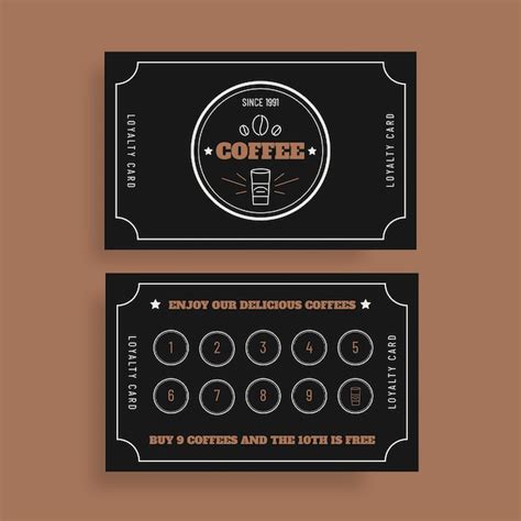 Free Vector | Coffee shop loyalty card template design