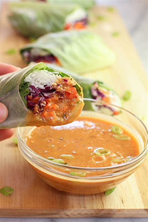 Veggie Spring Rolls with Spicy Peanut Dipping Sauce | The Mostly Vegan