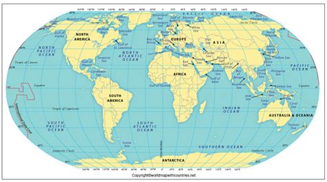 World Map Continents and Oceans Labeled | World Map With Countries