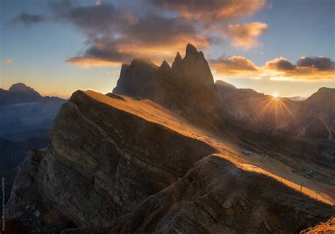 "Morning Landscape Of Dolomites Alps. Majestic Seceda Peak During Sunrise" by Stocksy ...