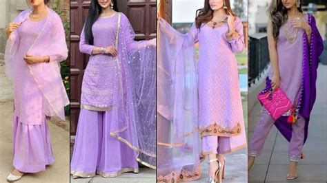 Lavender Dress Combination | Lilac Colour Punjabi Dress | Lavender Suit Design | Lavender Dress ...