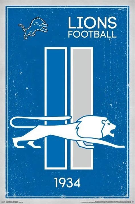 Detroit Lions Founded 1934 Logo 22X34Vposter Nfl National Football League | Detroit lions logo ...