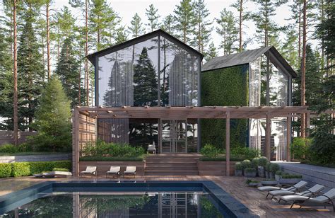 Two beautiful cottages in the forest :: Behance