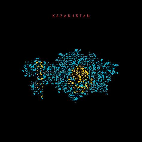 Kazakhstan Flag Map, Chaotic Particles Pattern in the Kazakh Flag Colors. Vector Illustration ...