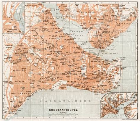 Old map of Constantionople (Istanbul) in 1914. Buy vintage map replica ...