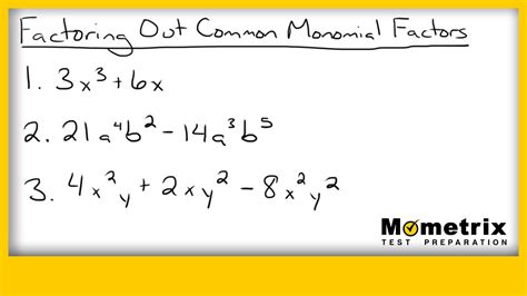 Factoring Out Common Monomial Factors (Video)