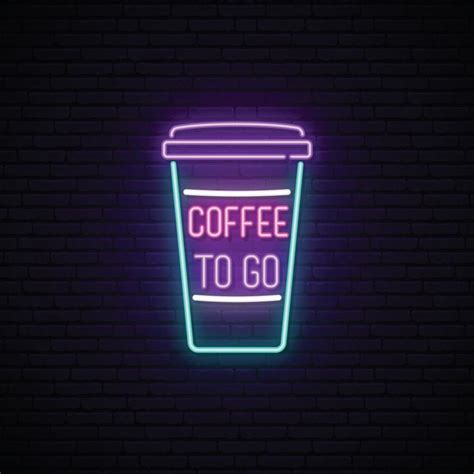 Neon coffee cup sign. 9954582 Vector Art at Vecteezy