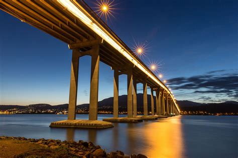 Tasman Bridge - Long exposure of the Tasman bridge connecting Hobart's eastern and western ...