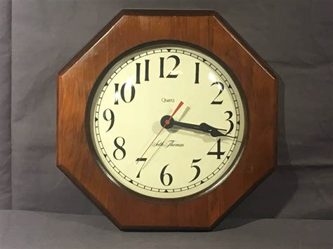 Vintage Seth Thomas Clock, Decorative Wood Wall Clock, Brown Glass ...