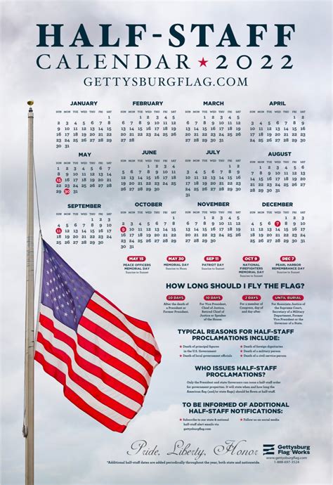 2022 American Flag Half-Staff Calendar - Gettysburg Flag WorksGettysburg Flag Works Blog