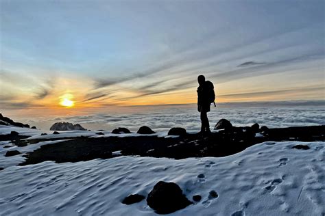 When is there snow on the summit of Kilimanjaro?