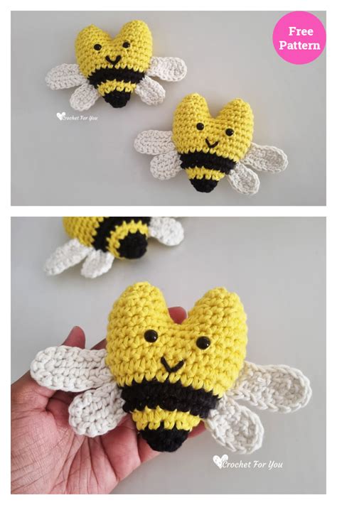 Heart Bees Amigurumi Free Crochet Pattern - Cool Creativities