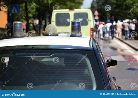 Sirens of a police car stock image. Image of rioters - 126553995