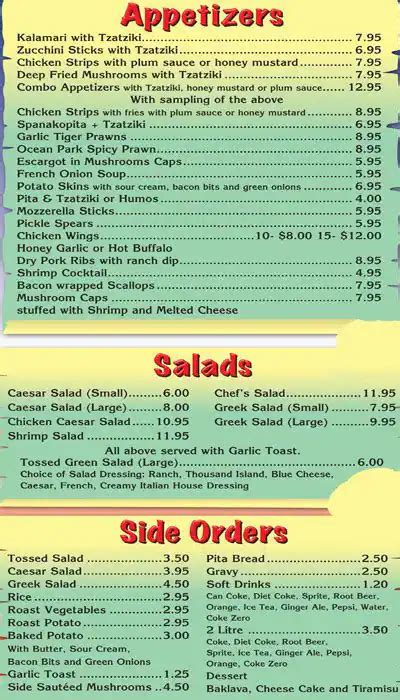 Menu at Ocean Park Pizza & Steak House steakhouse, Langley Township, 204 St #8