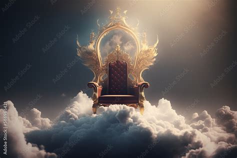 the kings throne in the heaven clouds , God throne, 3d art style, AI generated 素材庫插圖 | Adobe Stock