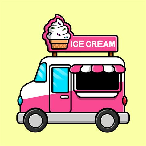 Ice Cream Food Truck Cartoon Vector Icon Illustration. Flat Cartoon Concept 10662144 Vector Art ...