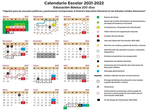 Calendario escolar SEP 2021-2022 en imágenes para imprimir o descargar